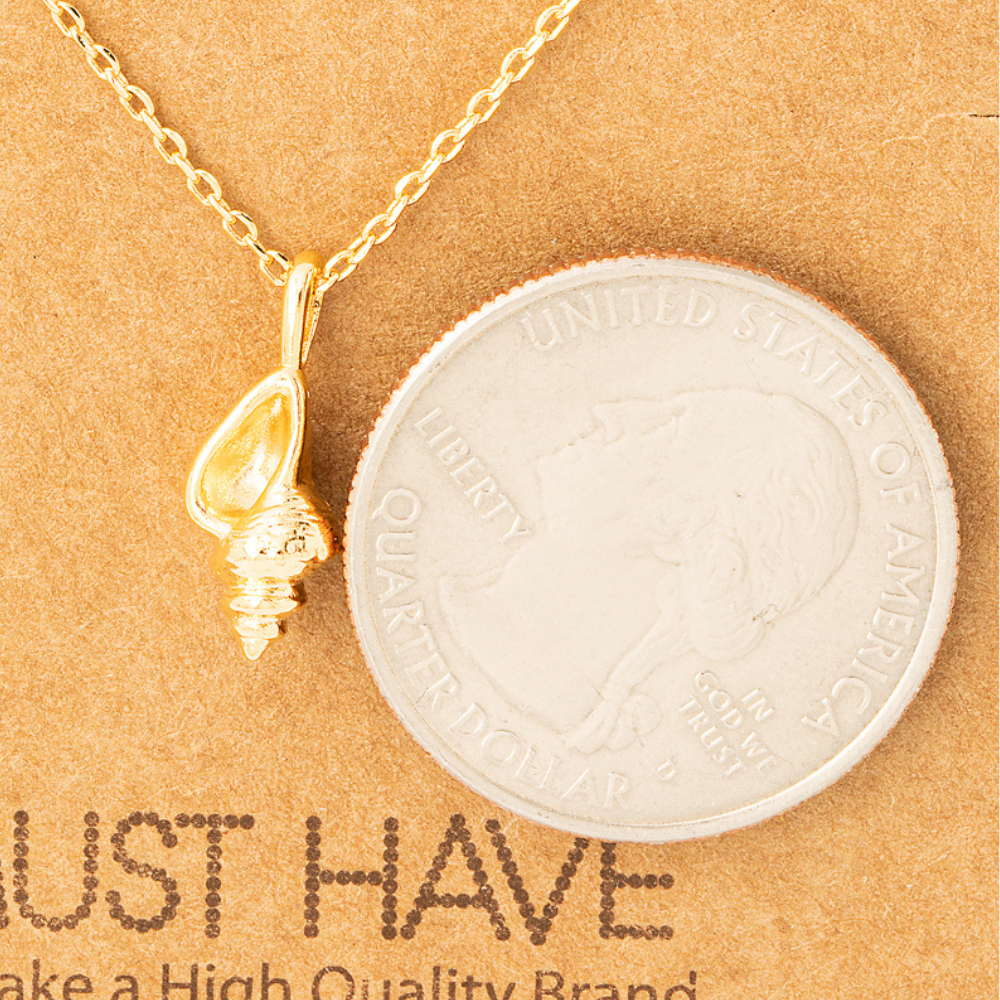dainty, conch, seashell pendant necklace 18k gold dipped