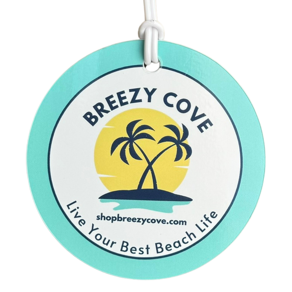 Luggage Tag on Plain White Background – The Breezy Cove luggage tag displayed against a clean white background, emphasizing its minimalist design.