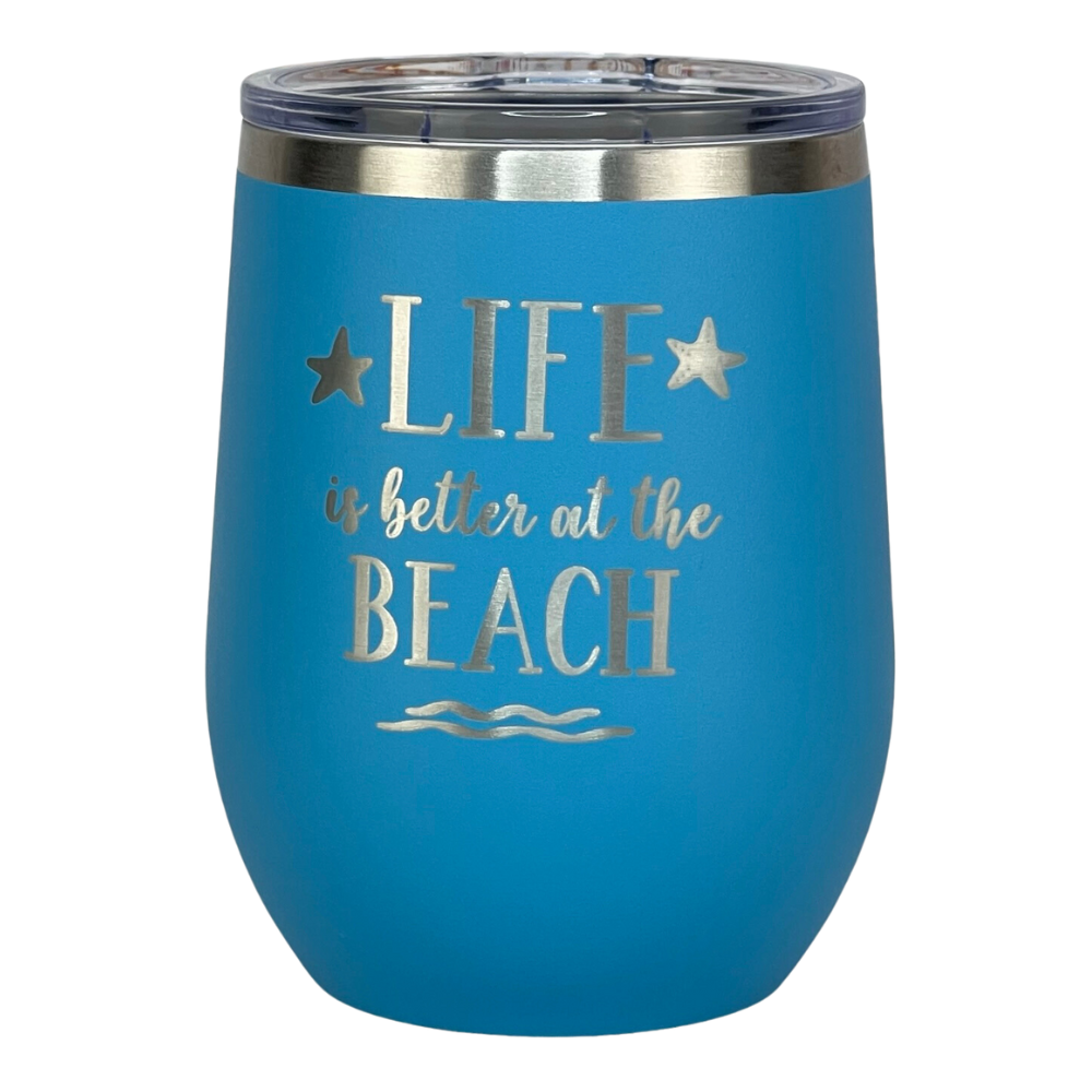 Colorful ocean blue insulated tumbler perfect for beach lovers
