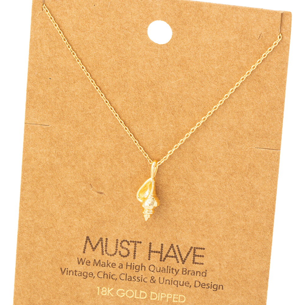 dainty, conch pendant necklace 18k gold dipped necklace is perfect jewelry accessory for beach lovers