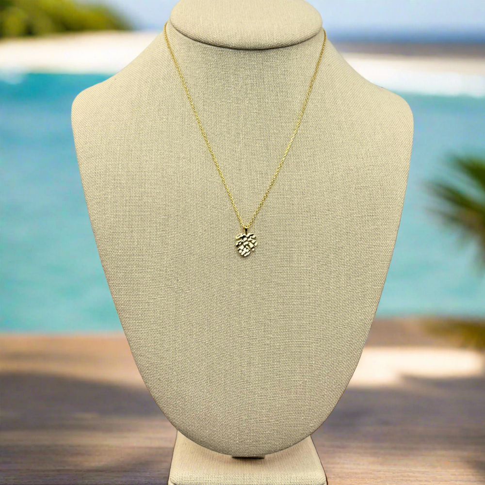 Handmade 18k gold monstera leaf pendant necklace – perfect for beach lovers