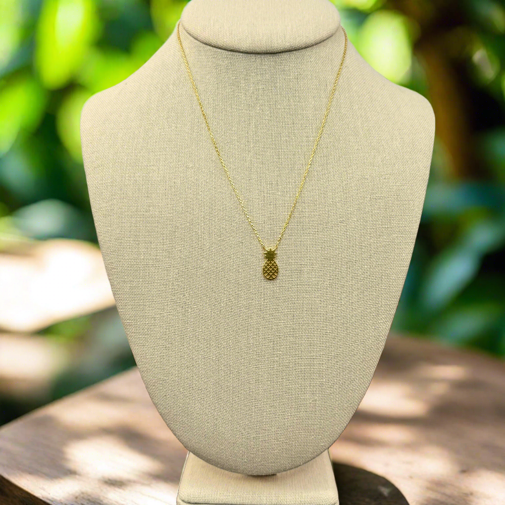 gold pineapple necklace for beach vacation – dainty tropical beach jewelry