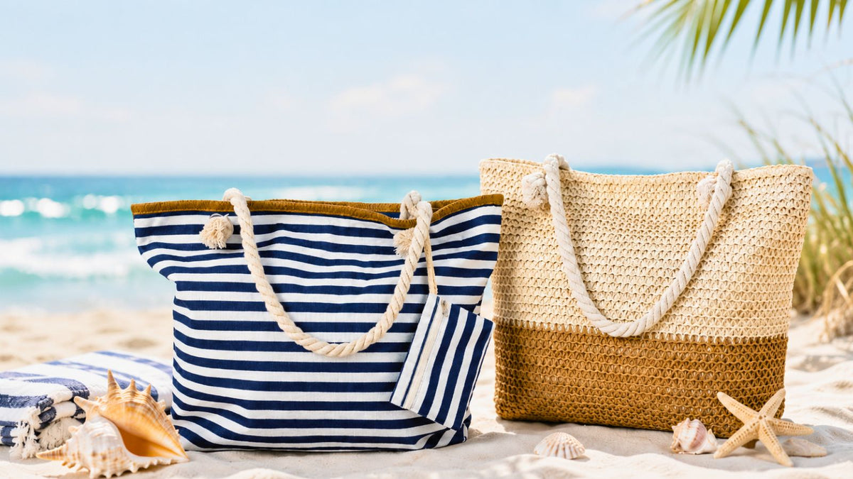 Quality Beach Bag Under $50: Straw or Navy Striped?