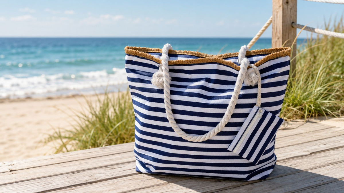 Cute Beach Bags with Zipper: The Navy Stripe Style That Goes with Everything