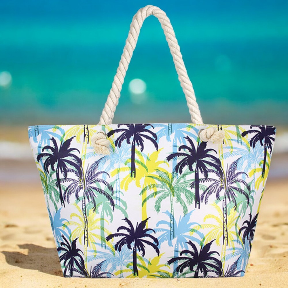 Stylish palm tree design on beach tote