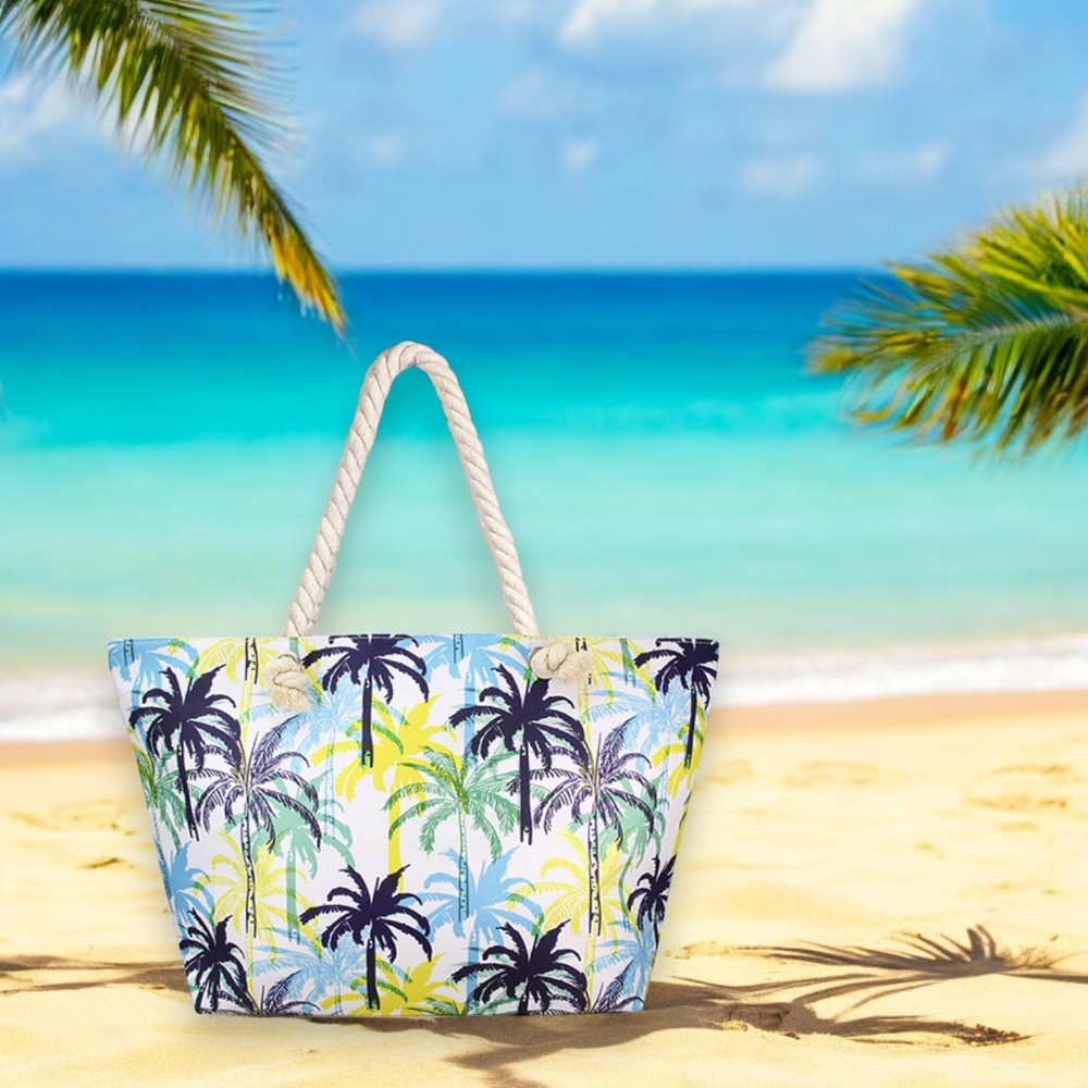 Spacious Palm Tree Beach Bag for summer vacation