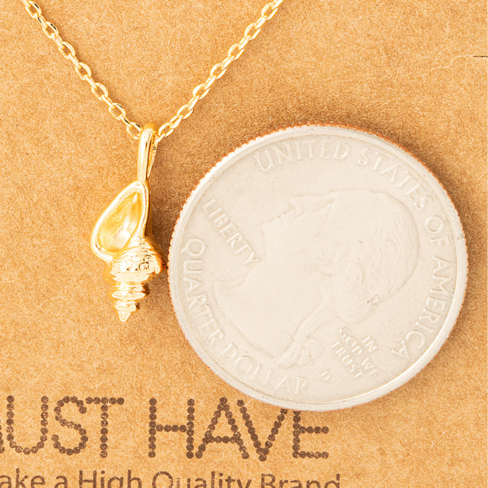 dainty, conch seashell pendant 18k gold dipped necklace is perfect accessory for beach lovers