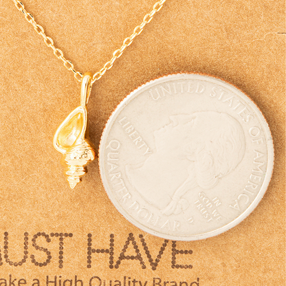 dainty, conch seashell pendant 18k gold dipped necklace is perfect accessory for beach lovers