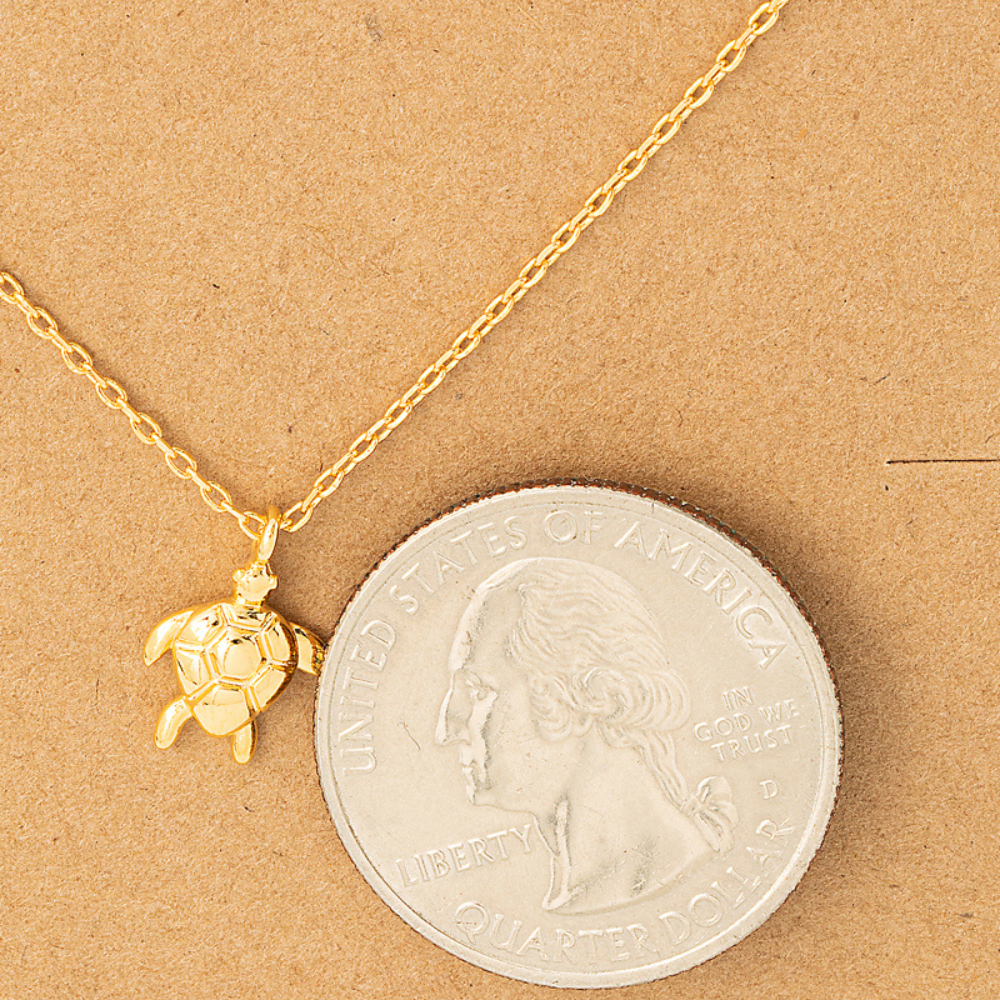 dainty, sea turtle pendant necklace, 18k gold dipped is perfect accessory for beach lovers