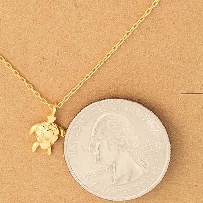 dainty, sea turtle pendant necklace, 18k gold dipped is perfect accessory for beach lovers