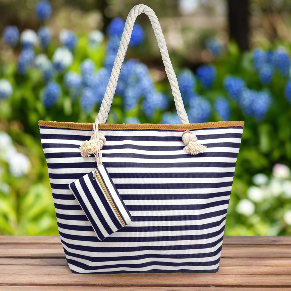 Navy and white tote bag discount