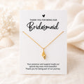 Bridesmaid beach wedding necklace gift with gold conch shell pendant and thank you card