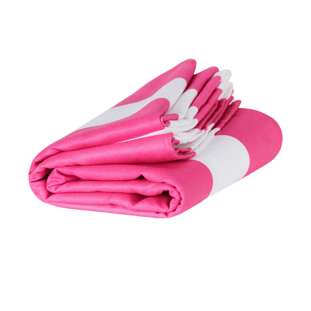 bright hot pink and white striped quick dry Dock and Bay extra large beach towel