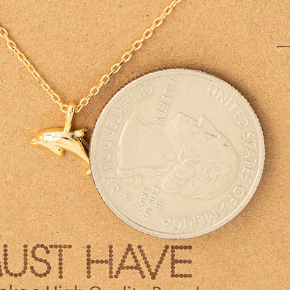 Handmade dainty dolphin necklace with 18k gold chain for beach lovers