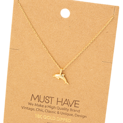 dainty, dolphin pendant necklace 18k gold dipped necklace is perfect jewelry accessory for beach lovers