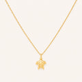 Gold sea turtle pendant necklace on a 16-inch chain — 18k gold dipped sea turtle jewelry on white background