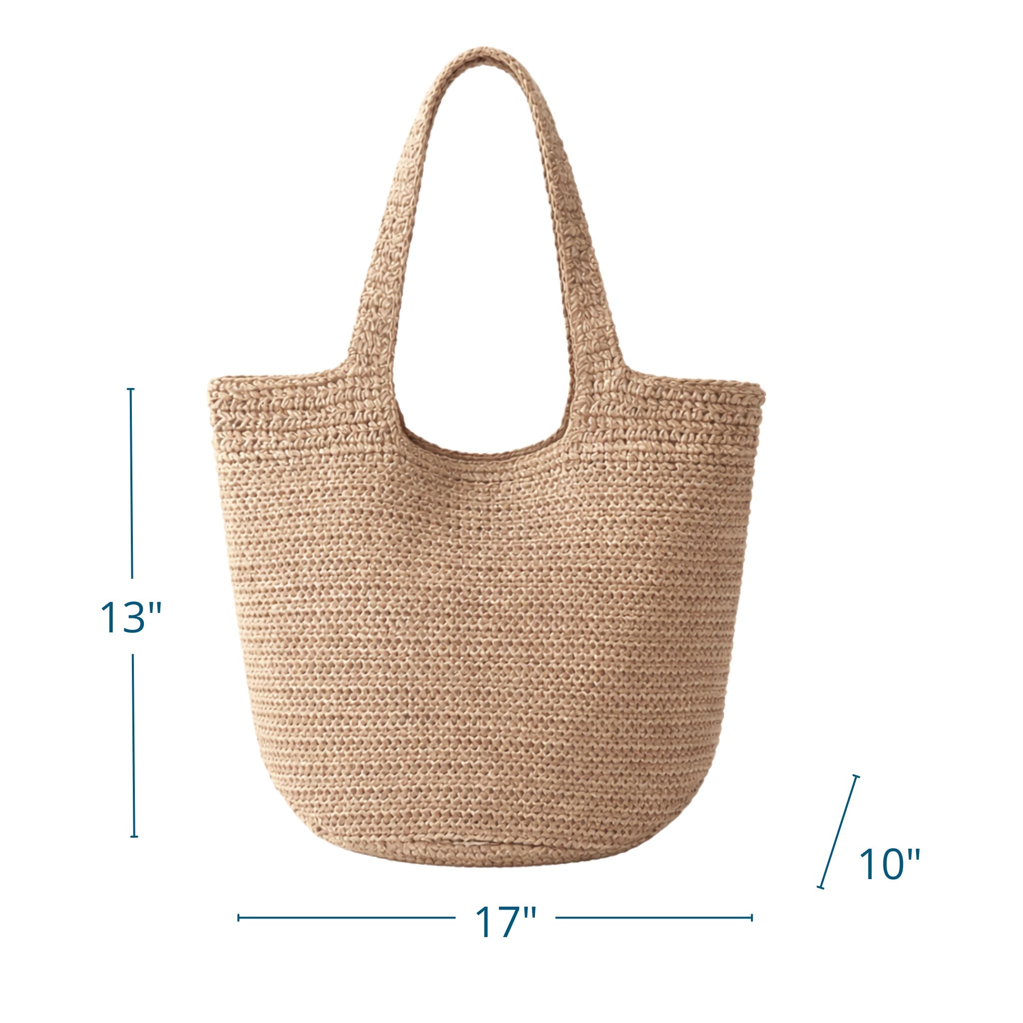 Handwoven Straw Hobo Slouch Beach Tote Bag, Tan