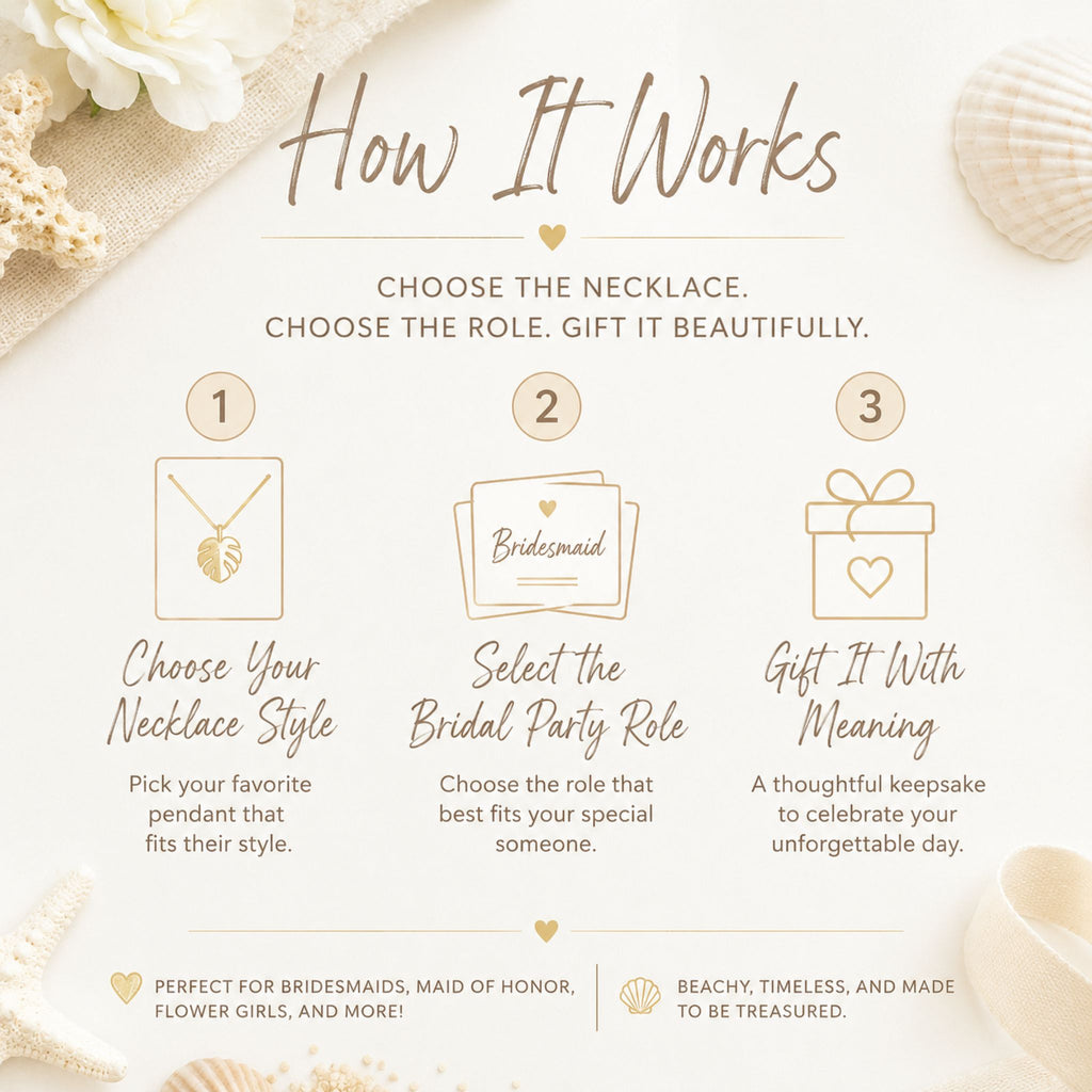 How to choose beach wedding bridal party gifts with necklace pendant style, role card and gift packaging