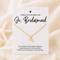 Jr. Bridesmaid beach wedding necklace gift with gold dolphin pendant and thank you card