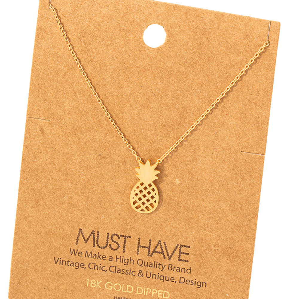 pineapple pendant necklace 18k gold dipped necklace is perfect jewelry accessory for beach lovers