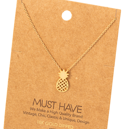 pineapple pendant necklace 18k gold dipped necklace is perfect jewelry accessory for beach lovers
