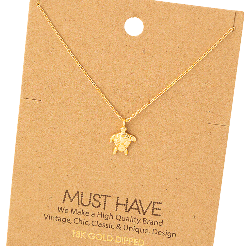 dainty, sea turtle pendant necklace 18k gold dipped necklace is perfect jewelry accessory for beach lovers