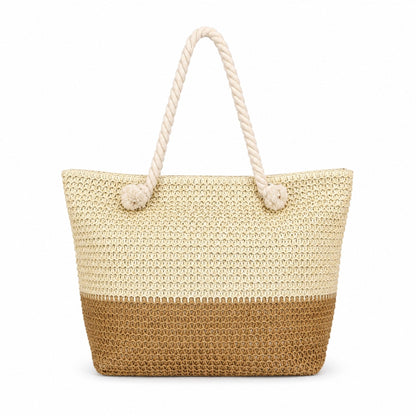 Straw beach bags with zipper on a white background, shown as large beach bags for women packing towels, sunscreen, and other beach essentials.