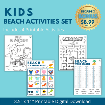 Breezy Cove, Kids Printable Beach Activities Set Bonus