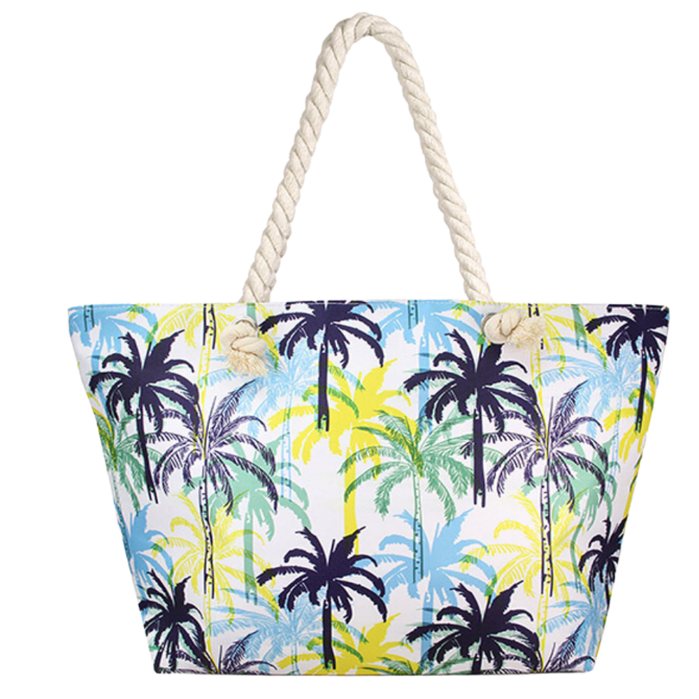 oversize beach tote with palm tree print