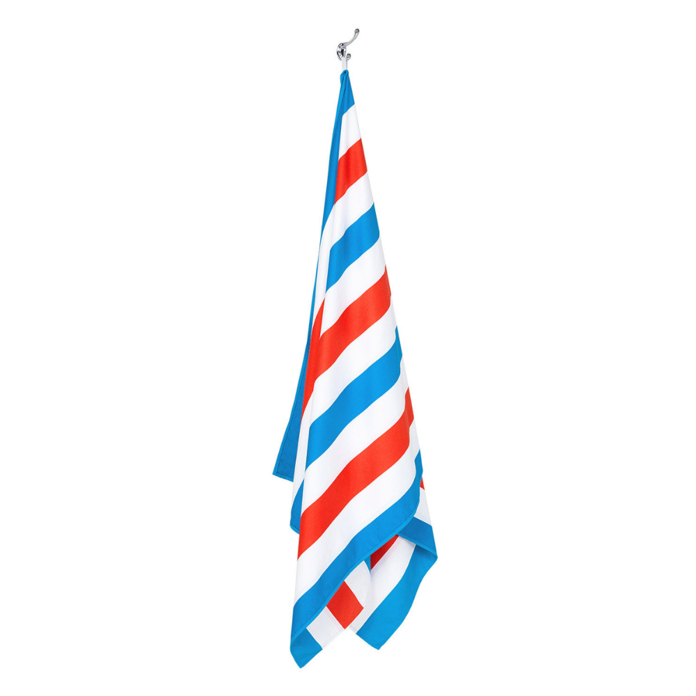 hanging patriotic, red, white and blue quick dry and sand free beach towel