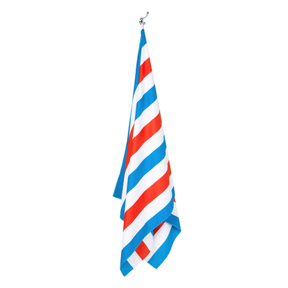 hanging patriotic, red, white and blue quick dry and sand free beach towel