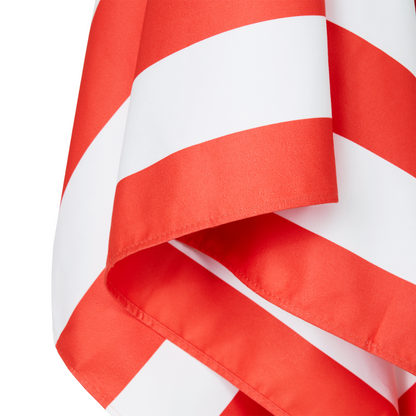 red orange and white striped quick dry Dock and Bay Beach towel