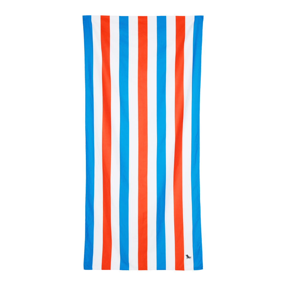 patriotic, red, white and blue quick dry and sand free beach towel