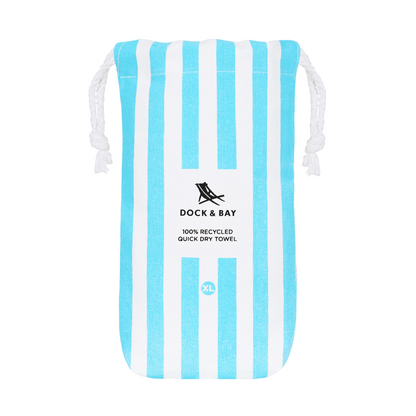 tulum, light blue beach towel bag made from 100% recycled materials